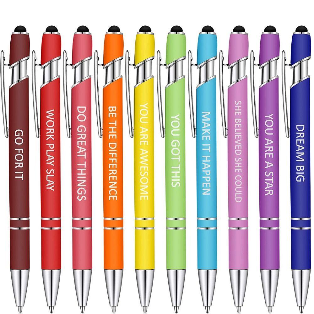 Nanas 10PCS /Set Pulpen Lucu Siswa Tinta Hitam Gel Tulisan Inspiratif Touch Pen