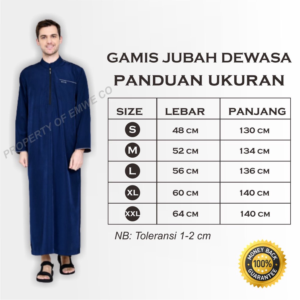 Jubah Polos Dewasa Gamis Pria Lengan Panjang Size Jumbo Bahan Anti Kusut Premium