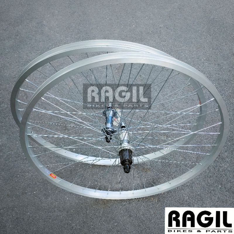 WHEELSET SEPEDA 26 ARAYA VELG RIMS RIM VP21 ALLOY SILVER HITAM LUBANG HOLE 36 36H HUB FREEHUB ACERA 