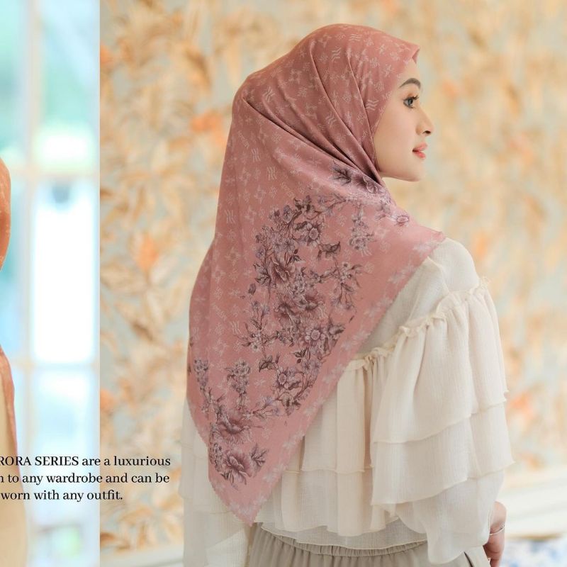hijab my lady Aurora Coral original segi empat