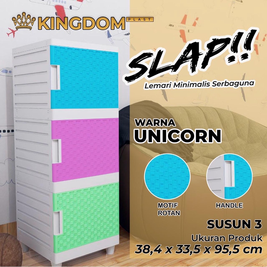 Lemari Plastik Slap 1 Pintu Lemari Baju Tempat Pakaian KIngdom