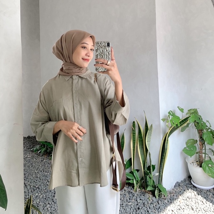 [100K GET 4] The Bloom House - Kemeja Kerja Polos Raisa Katun Supernova Shirt B089