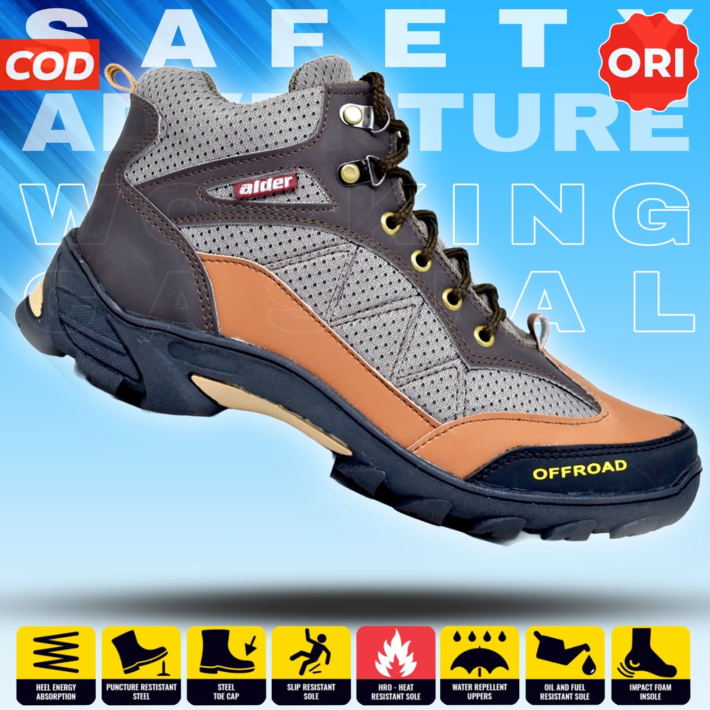 Sepatu pria touring safety tracker alder boot boots king cheetah hiking working own import tinggi ka
