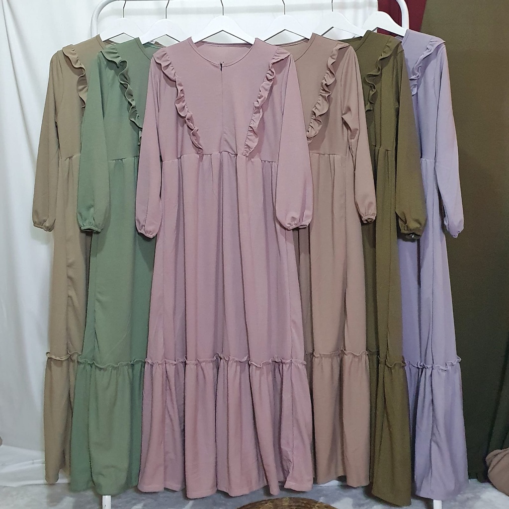 Dailythings Gamis JUMBO Arbila BUSUI Rempel Ukuran Fit L sampai XXL LD 108cm PB 135cm