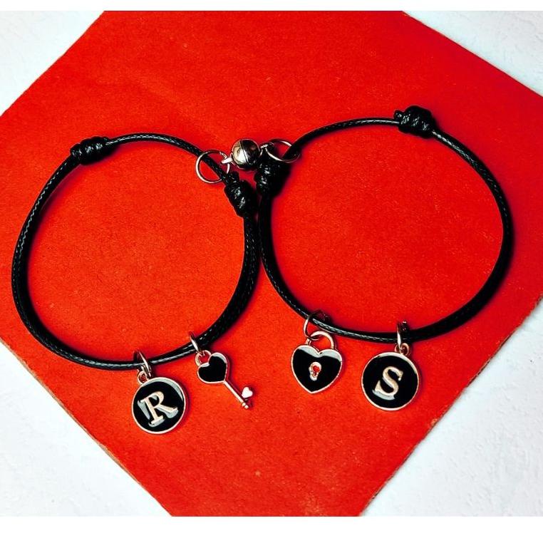 GELANG COUPLE KUNCI GEMBOK EPOXY / GELANG TALI PASANGAN MAGNET / GELANG KUNCI GEMBOK COUPLE MAGNET [