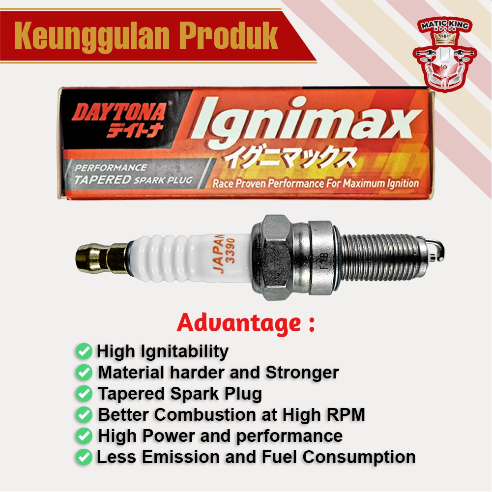Busi Racing Beat Vario Karisma Supra X 125 Scoopy Verza PCX New MegaPro Genio Deluxe Blade Revo absolute CBR ADV 150 250R DAYTONA IGNIMAX 3390