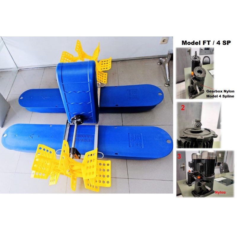 Kincir tambak fuding 1HP/3Phase gearbox Nylon model anti karat