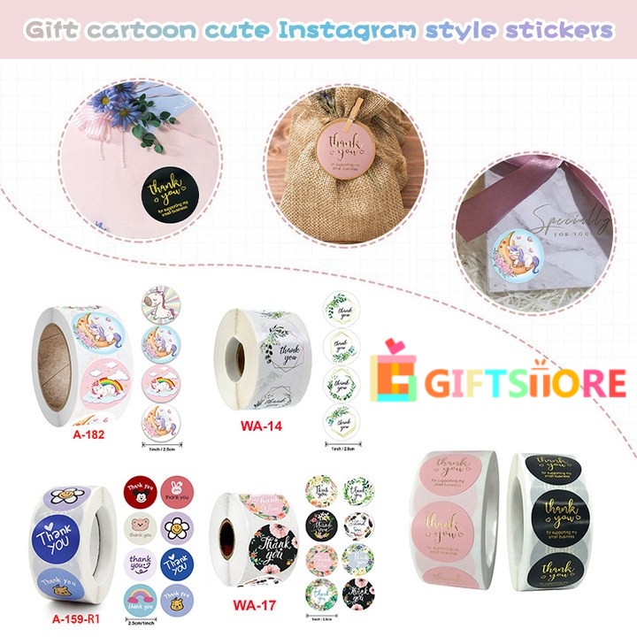 

NEW✨500 Pcs / 1 Roll Stiker Murah Terima Kasih / Sticker Thank You Stiker / Toples Kue Kering Lebaran Stiker Bulat Meriah Pernikahan Fashion Import Korea gs