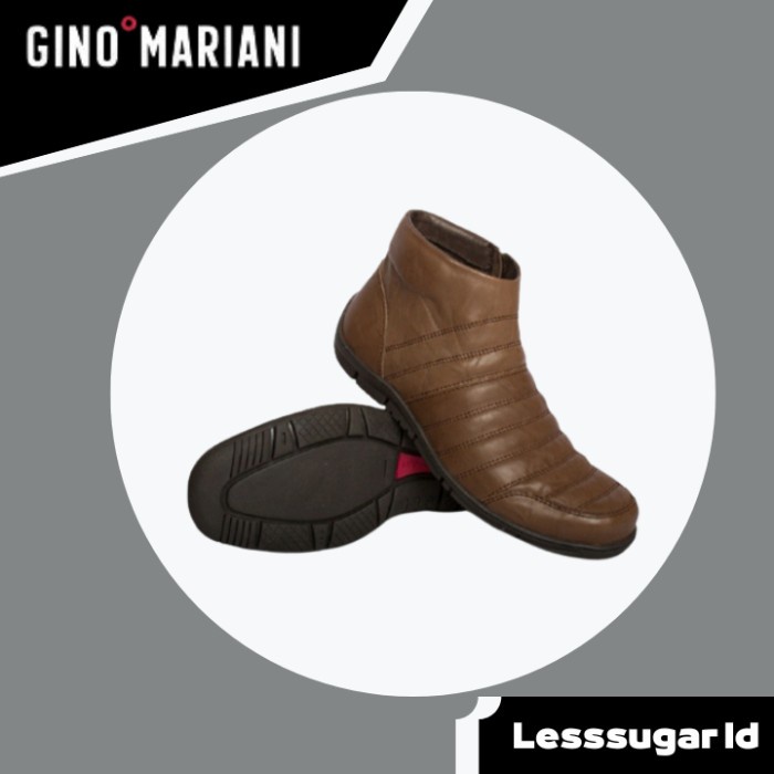 Sepatu GINO MARIANI Original Model Boots Kulit Borwn Dark Raymond 1