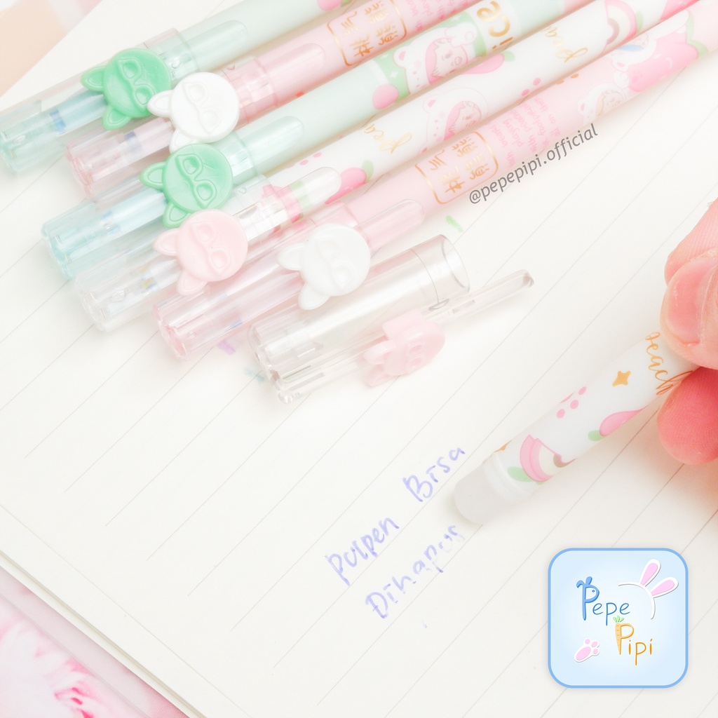 Pena Gel Odemei GP-34188 Peach Bears pulpen bisa dihapus di hapus Erasable Pen Pulpen Tinta Hitam Pen Bolpen