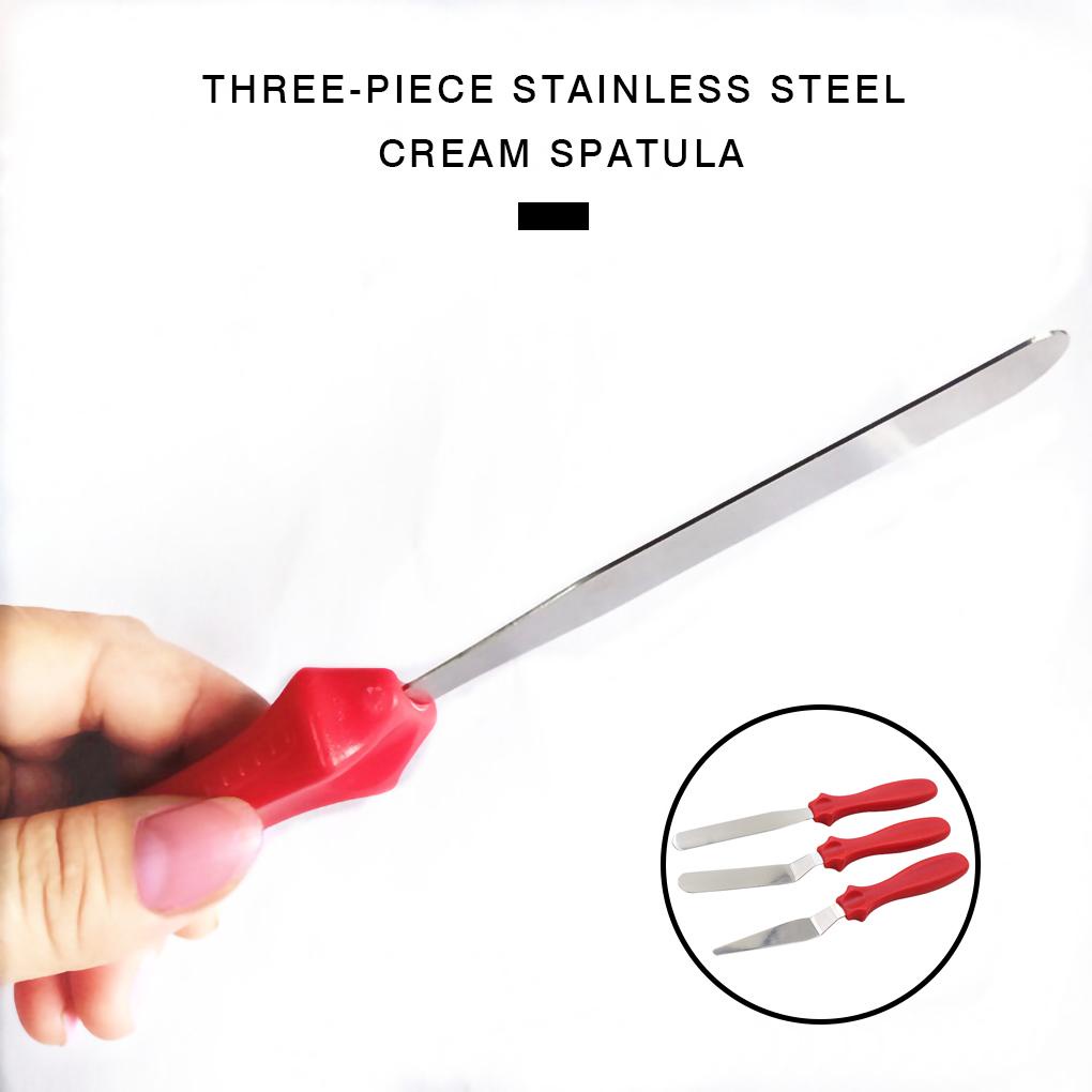 3pcs Stainless Steel Spatula Palette Tajam Set Alat Dekorasi Kue Kit