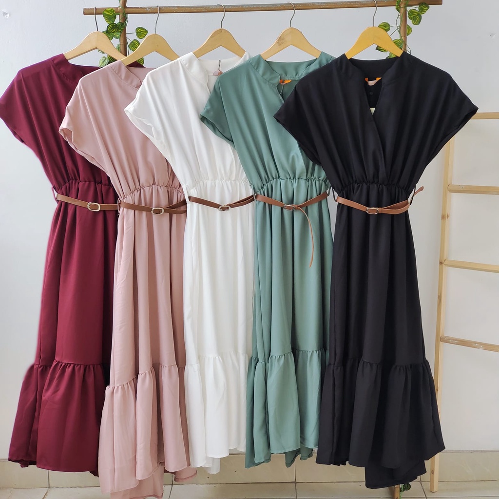 FREE BELT LYDIA DRESS/DRESS WANITA/DRESS CASUAL/KOREAN DRESS