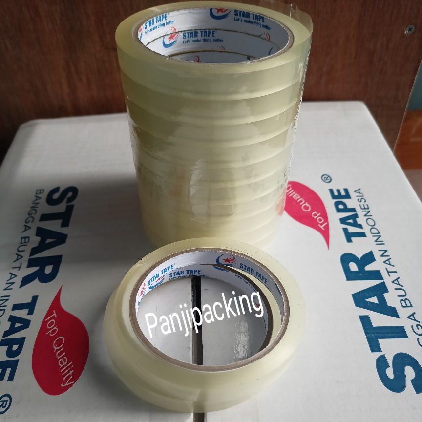 

Solasi Bening 12mm x 72Yard lakban 1 jari 1/2 inchi selotip kecil 1 jari