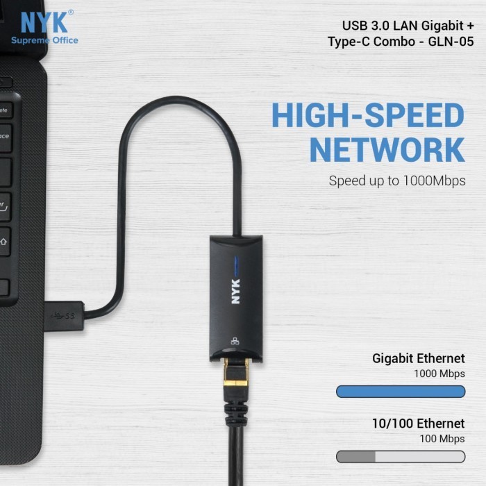 Adapter Gigabit type C to Lan Ethernet Adapter 1000mbps Network Usb NYK GLN-05