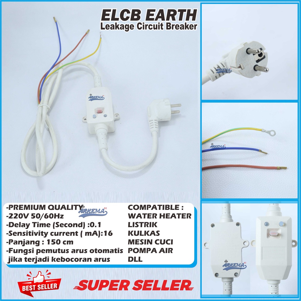 KABEL WATER HEATER ELCB PENGAMAN ANTI KONTAK WATER HEATER MULTI TERLARIS ARKEMA