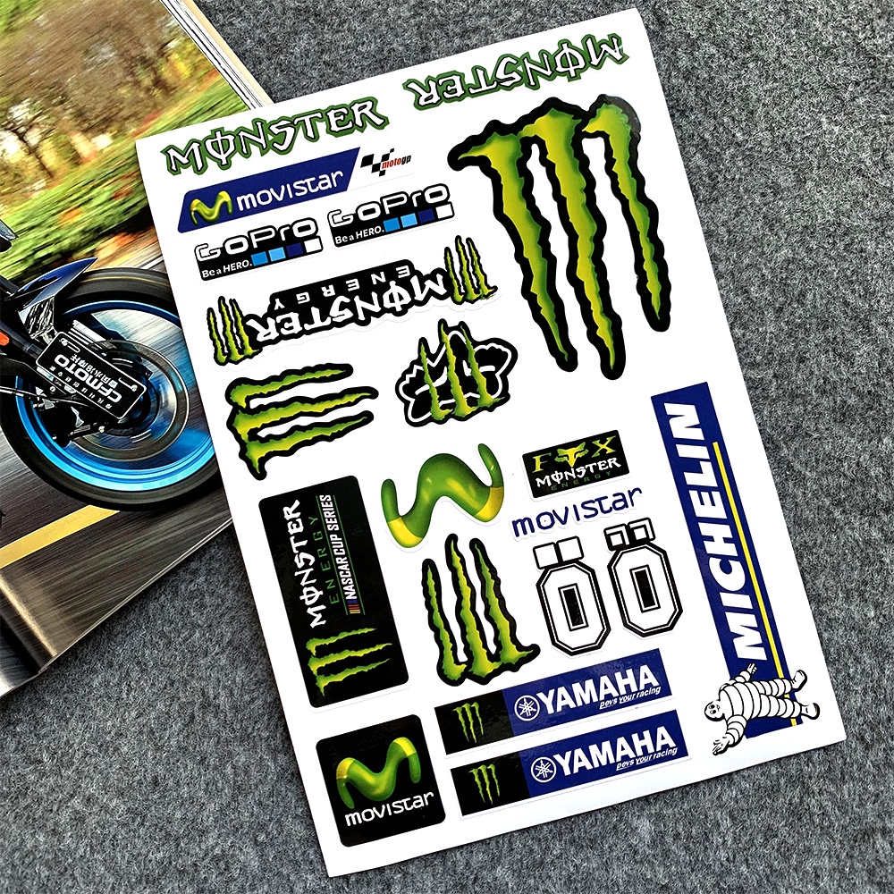 Stiker Film Anti Air Motif Monster Energy Untuk Helm Motor vespa