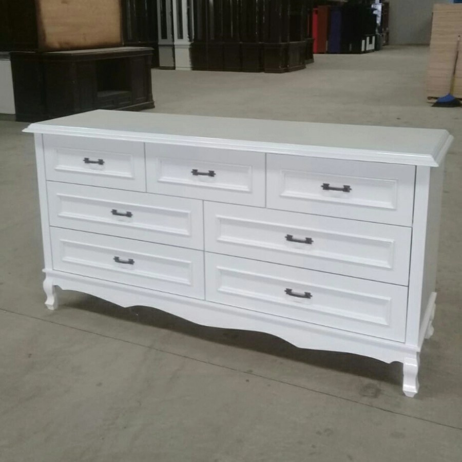 Buffet Meja Klasik Drawer serbaguna White Putih Duco Minimalis Laci