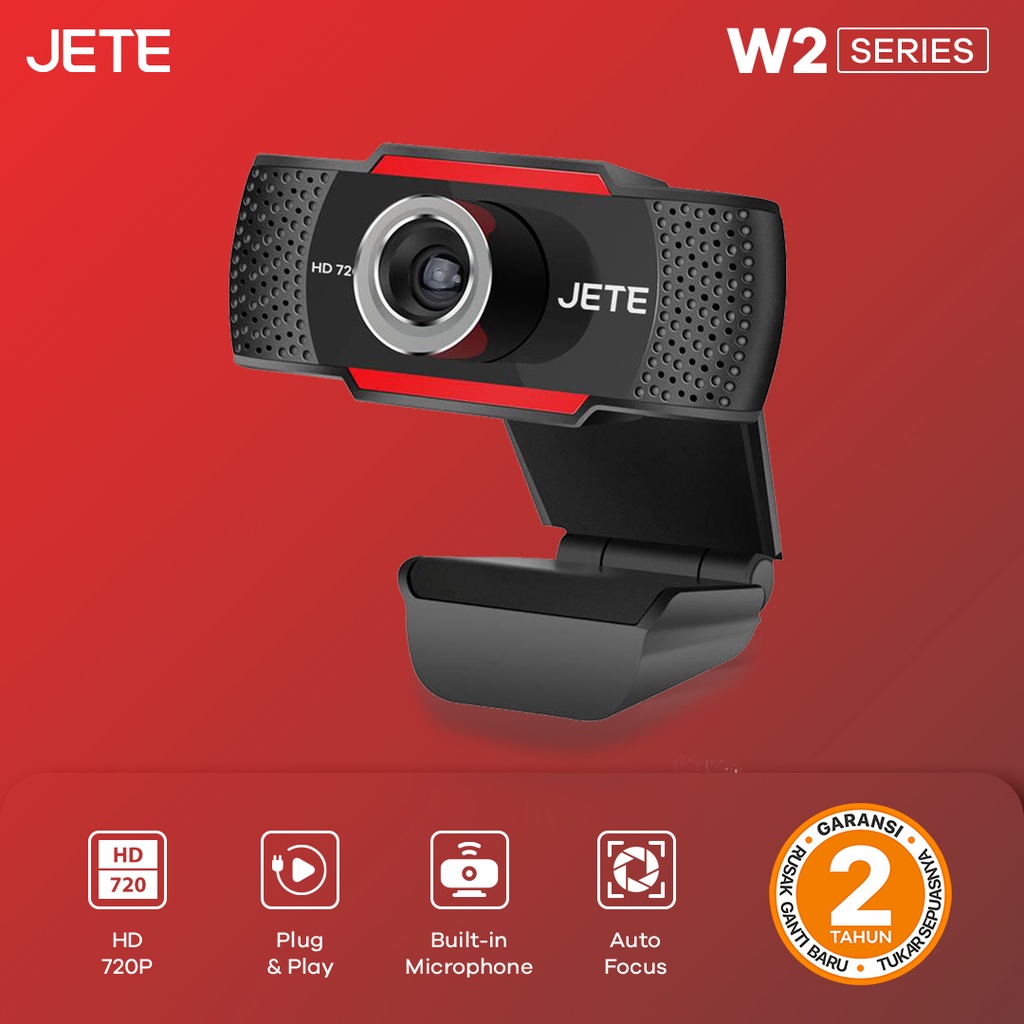 Webcam HD | Camera 720p HD JETE W2 with Build In Mic - Garansi 2 Tahun