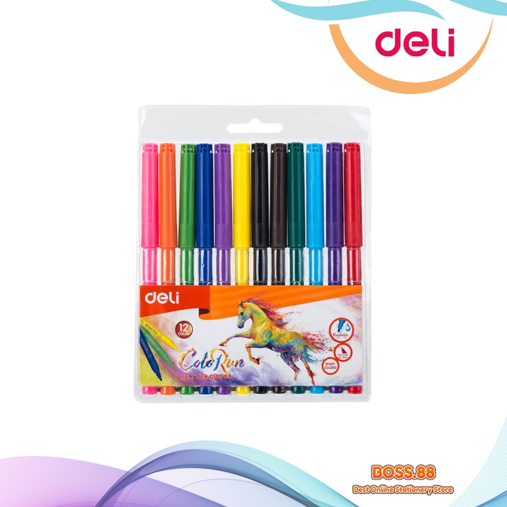 

SPIDOL FELT PEN DELI 12 COLORS C10003
