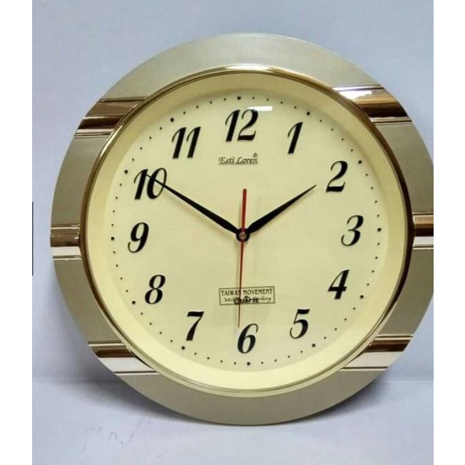 jam dinding melodi esti loren bunyi musik tiap jam diameter 37 cm - gold
