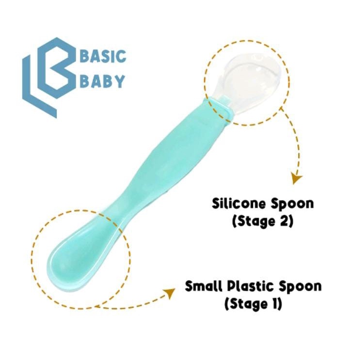 BASIC BABY 2IN1 MULTI FEEDING SPOON 2 SHAPE SIZES