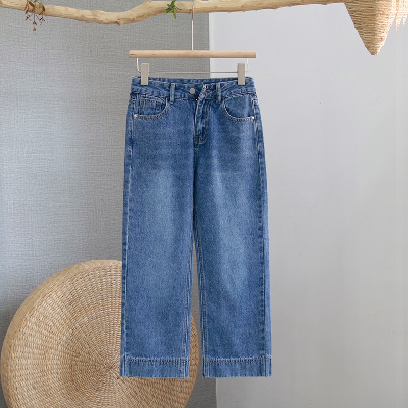 Highwaist  Loose Kasual Jeans Wanita  Kulot Celana Denim Wide Leg Jeans