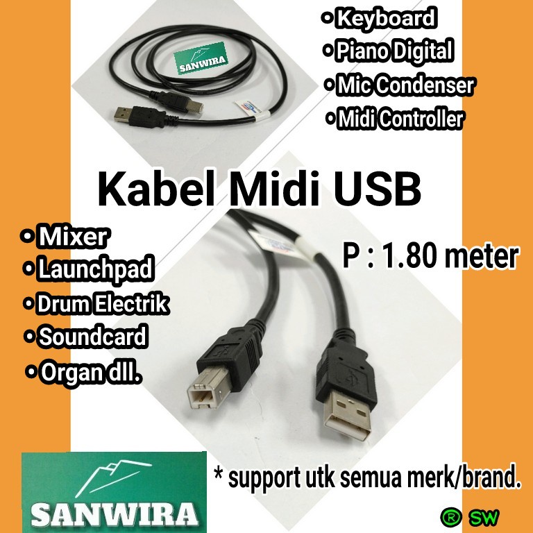 Kabel Midi USB / organ / piano / keyboard / piano digital / mixer / laundhpad / drum electrik / soun
