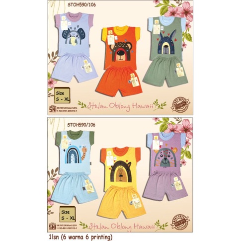 BARU !!! 3 Pcs Setelan Oblong RIDGES Tangan Pendek Hawaii Size S, M. L. XL