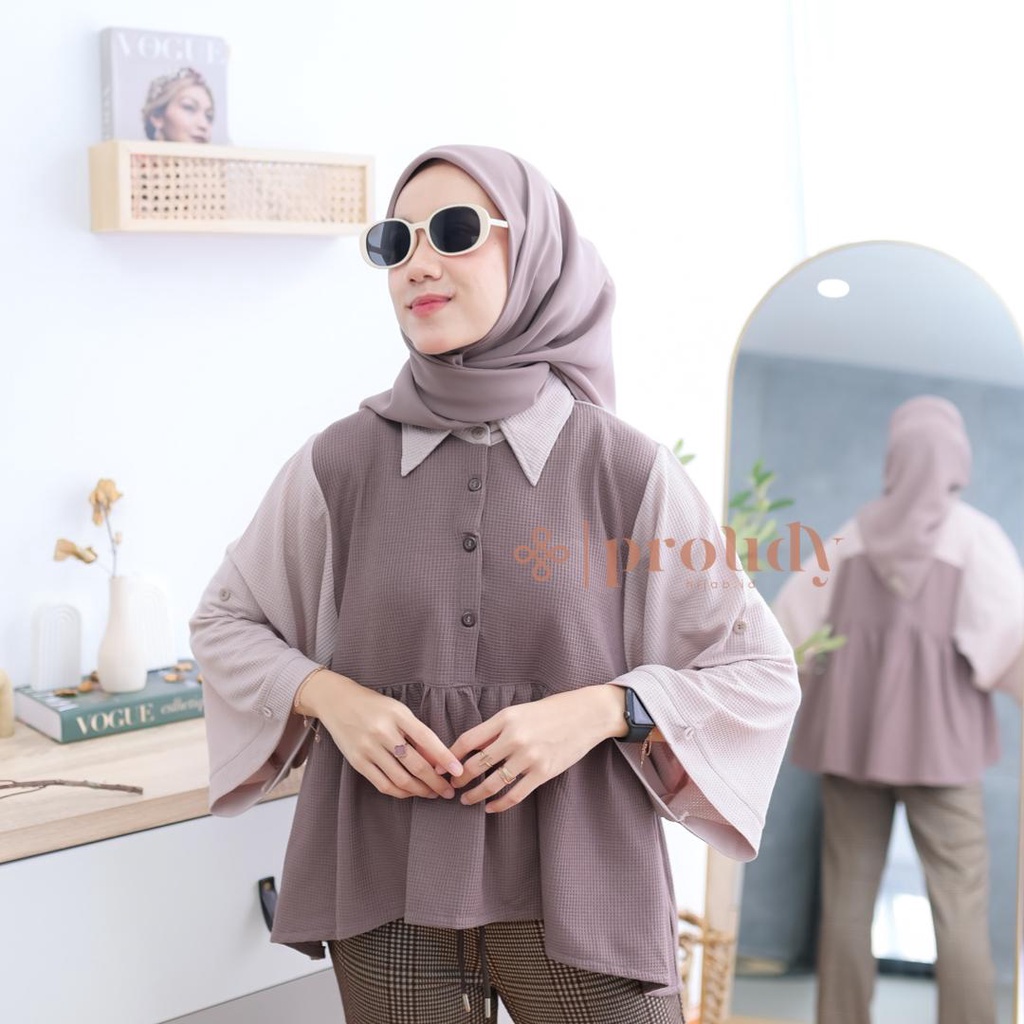 Eri Top Blouse Knit Busui Friendly By Proudyhijab