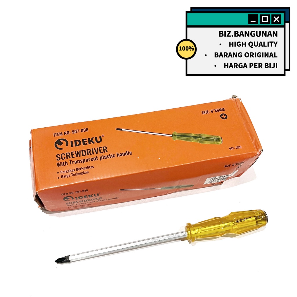 OBENG TEMBUS TRANSPARAN 6 INCH - SCREWDRIVER OBENG KETOK MAGNET