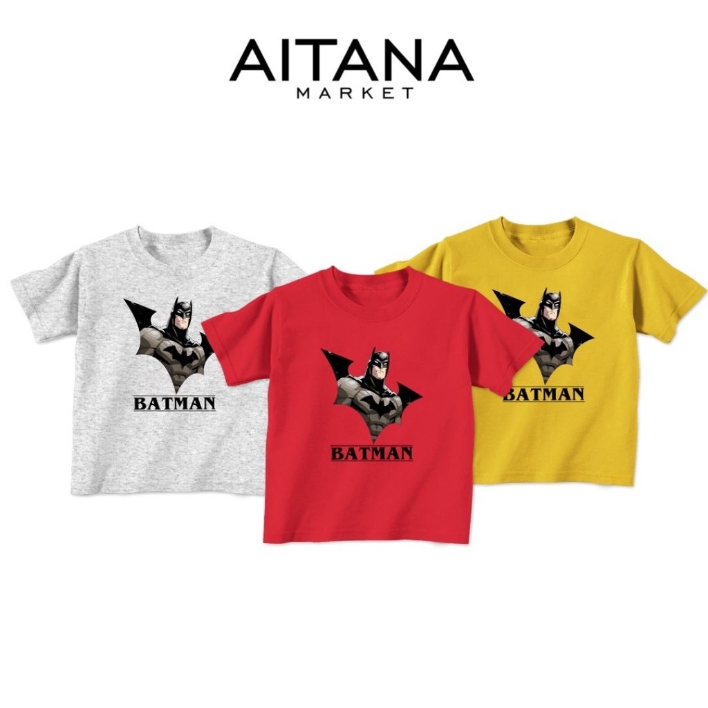 Atasan T-Shirt Batman Ready Ukuran Anak dengan Bahan Cotton Combed 30s