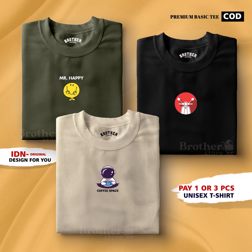 BUY 1 OR 3 PCS ( PROMO COD ) BROTHER STORE / Kaos Distro100% Catoon Combed 24s / Articel COFFE