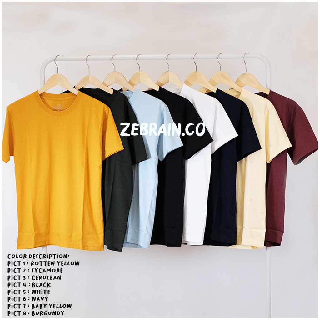 Kaos Polos Pria Wanita Cotton Combed Original Lengan Pendek Slimfit T Shirt Oblong Oneck Unisex Premium