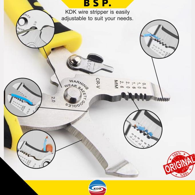 TANG POTONG KUPAS KABEL KDK MULTIFUNGSI 7" tumpul