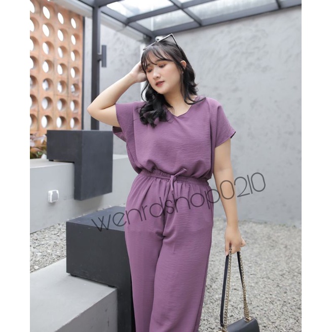 Oneset Crinkle Setelan Wanita Tangan Pendek/Setelan Crinkle Airflow Import LD120CM FIT 80KG