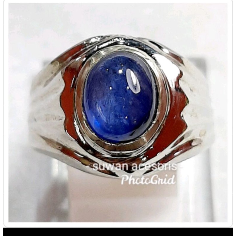 Batu permata blue safir asli natural/cincin mewah alpaka super