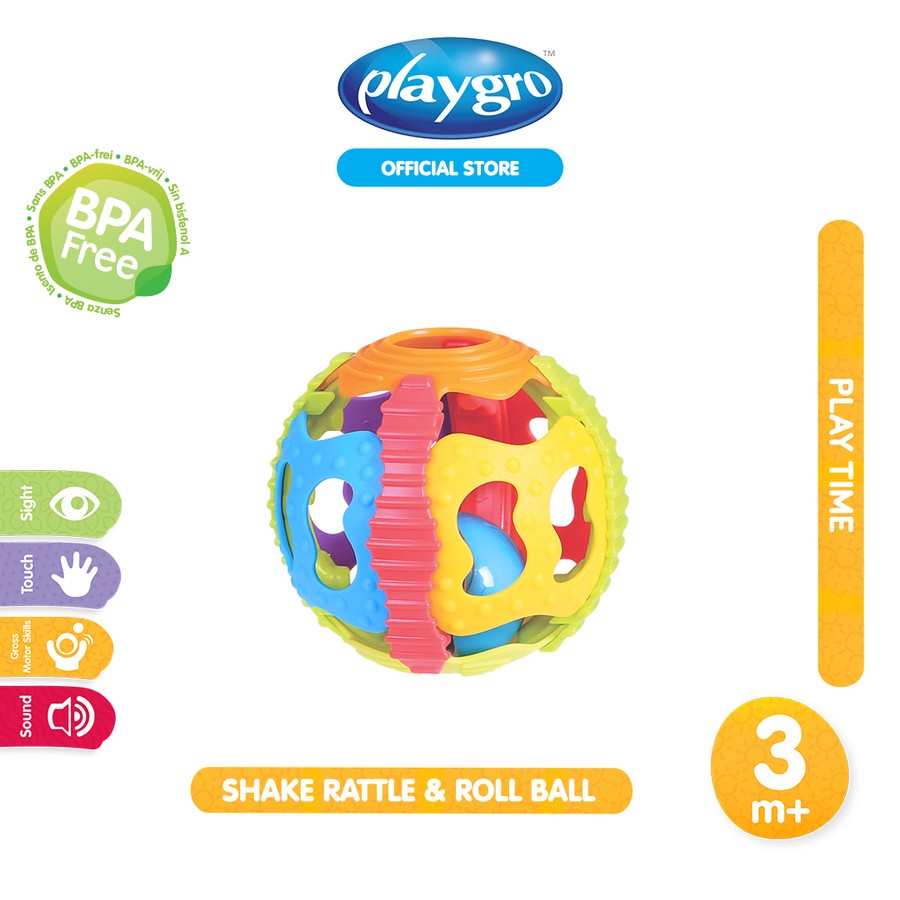 PLAYGRO SHAKE RATTLE &amp; ROLL BALL - 120753