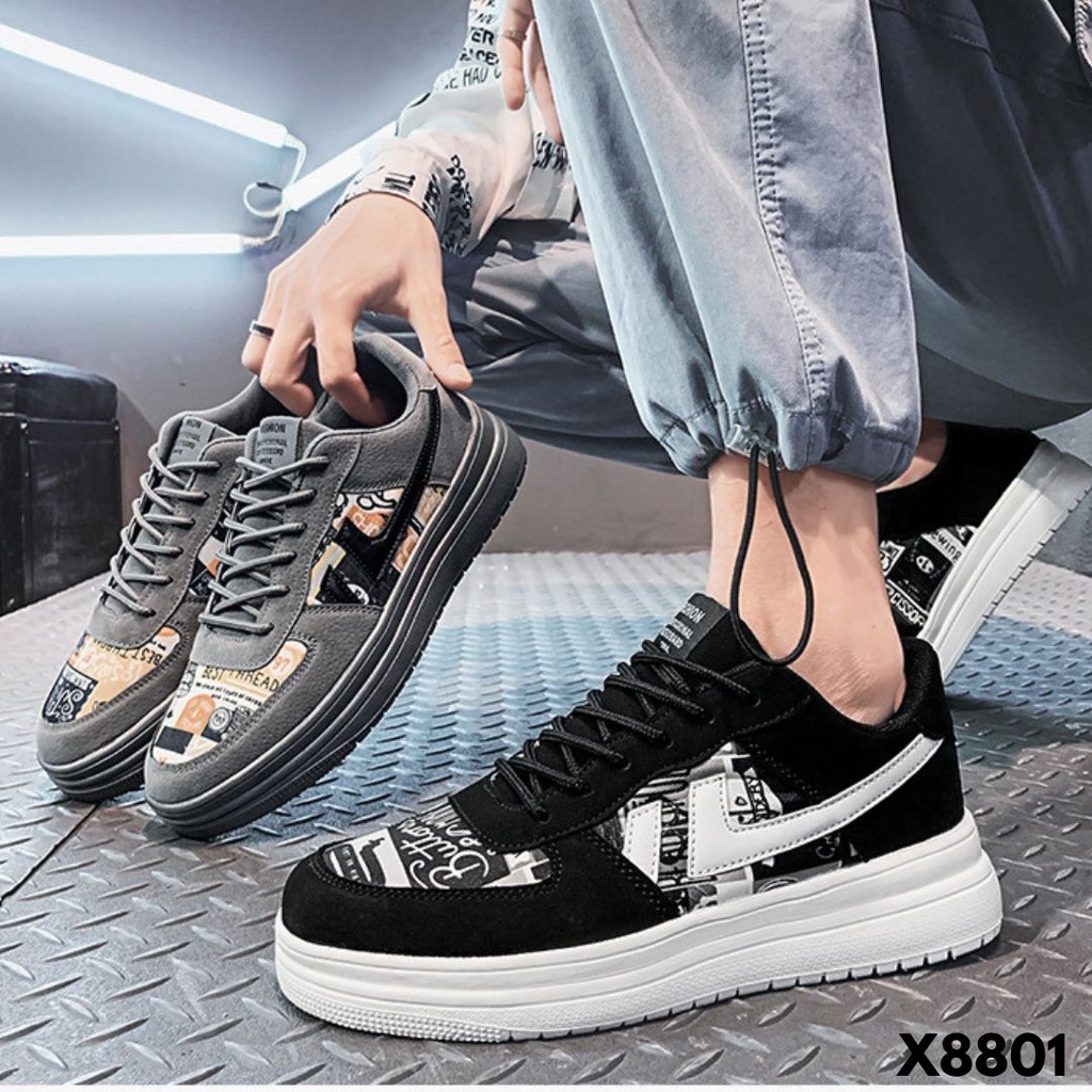 SEPATU SNEAKERS BERMOTIF CAKEP BANGET KEKINIAN HITZ TAPI KEREN PU IMPORT 8801