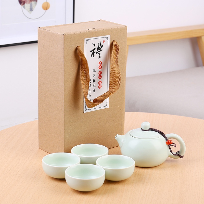 Classic Chinese Tea Pot SET 4 Cups Ceramic With Gift Box -chinese tea pot set Teko Cangkir Teh Set