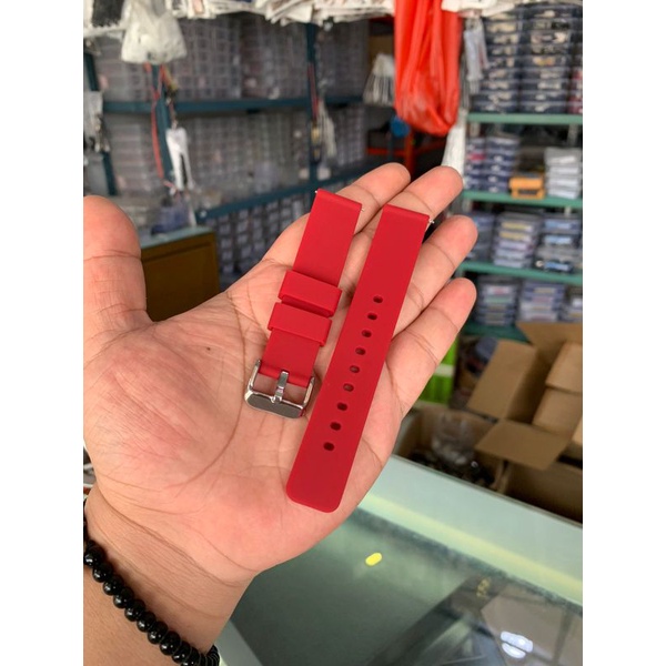 Strap Tali Jam Tangan Silikon merah maroon 18mm 9909 new produk