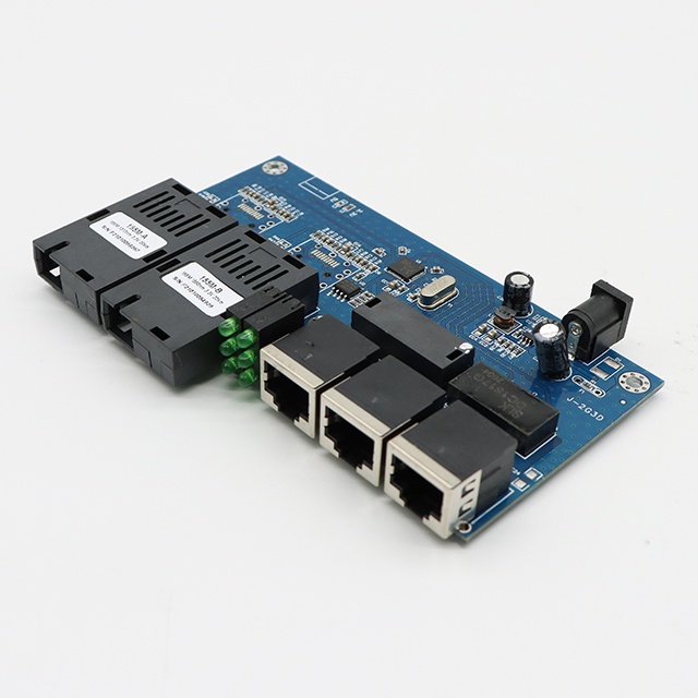 PCB Media Converter 2FO 3LAN 100 Mbps  2 PORT FO 3 PORT LAN board only