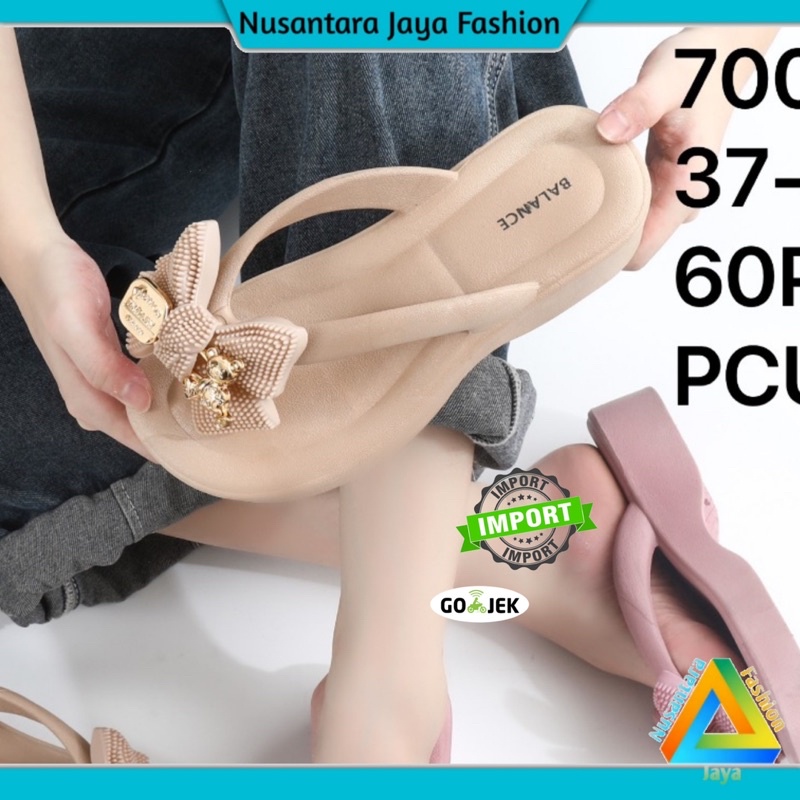 Sandal Jelly Pita Wedges Wanita Kekinian Balance 2212-3