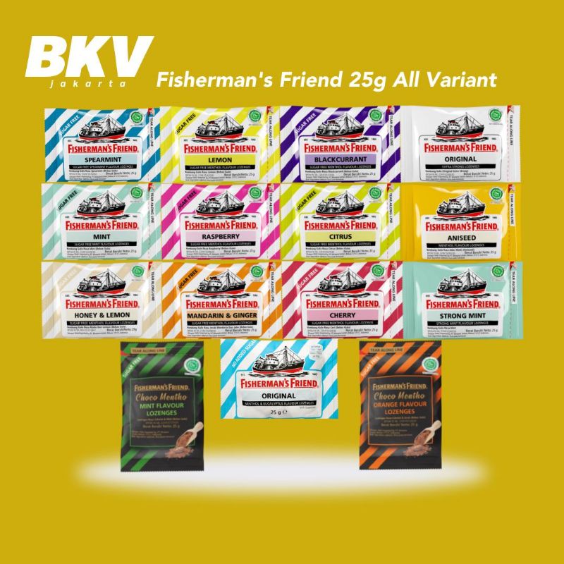 Fisherman Friend / Fisherman's Friends 25gr Permen Choco Mint Orange Strong Mint Spearmint Blackcurr