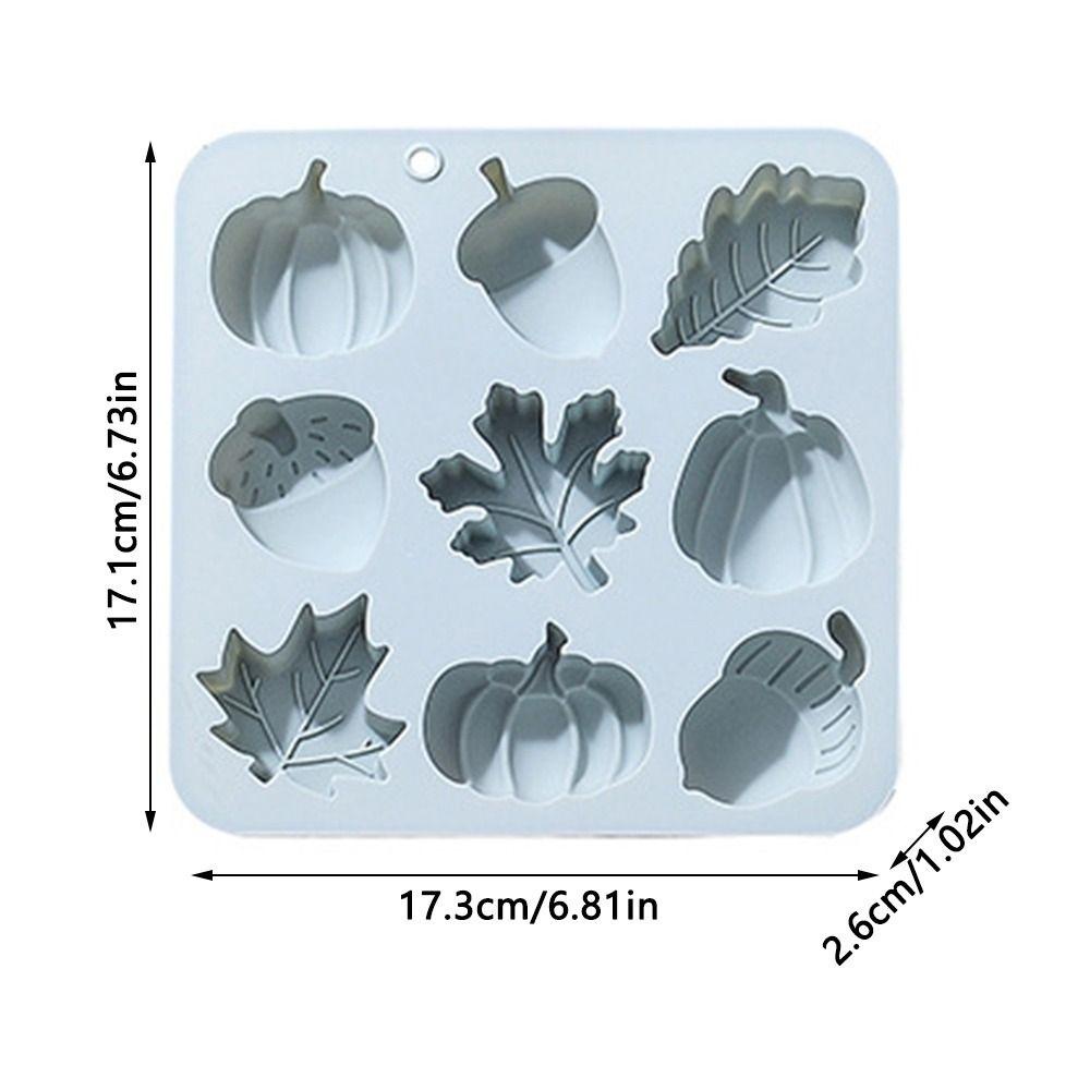 Solighter Cetakan Silikon Cetakan Sabun Alat Baking Musim Gugur Panen 9rongga Cetakan Kue Coklat Daun Labu