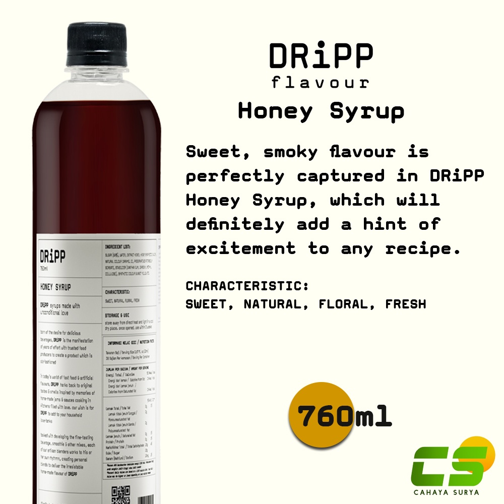 

Dripp Sirup / Syrup - Honey Syrup 760 ml (Sirup Rasa Madu)