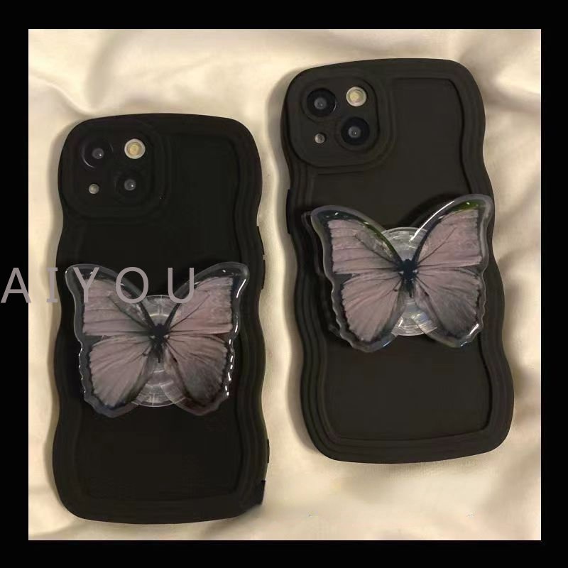 Case Pelindung Penuh Tahan Banting Desain Butterfly Stand Holder Untuk IPhone 14 13 12 11 Pro Max X XS XR