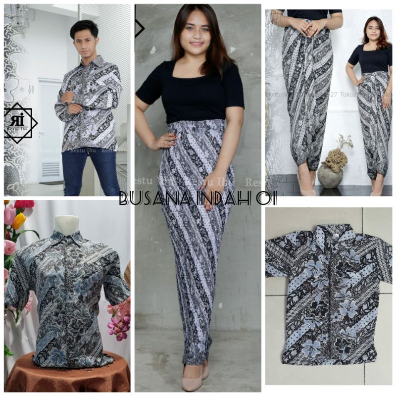 COUPLE BATIK / BATIK MODERN / SERAGAMAN BATIK MOTIF SOFT GREY