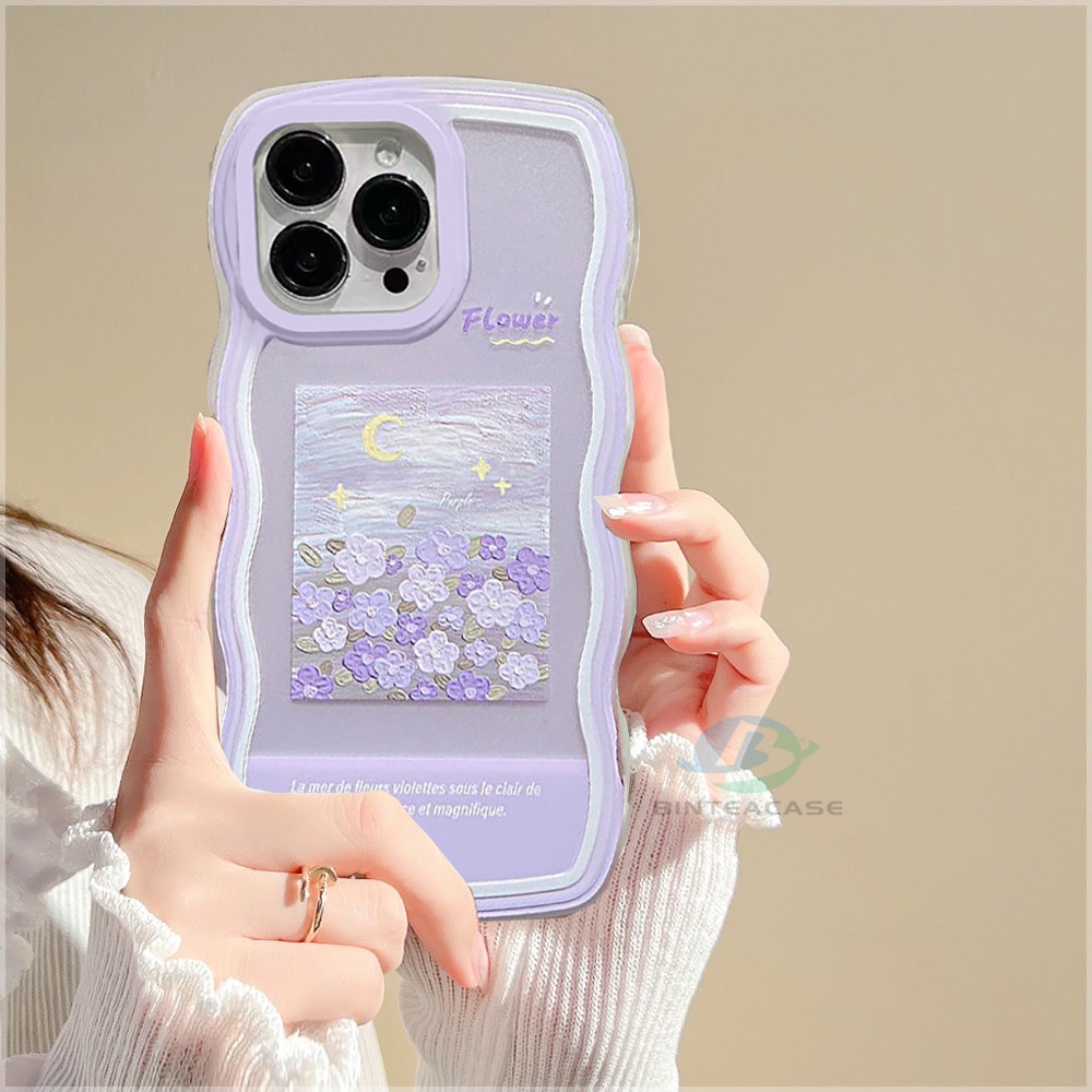 Case Bahan TPU Motif Bunga Warna Ungu Untuk IPhone 11 12 13 14 Pro MAX 7 8 Plus 6 6s Plus XR 14 Plus X XS MAX