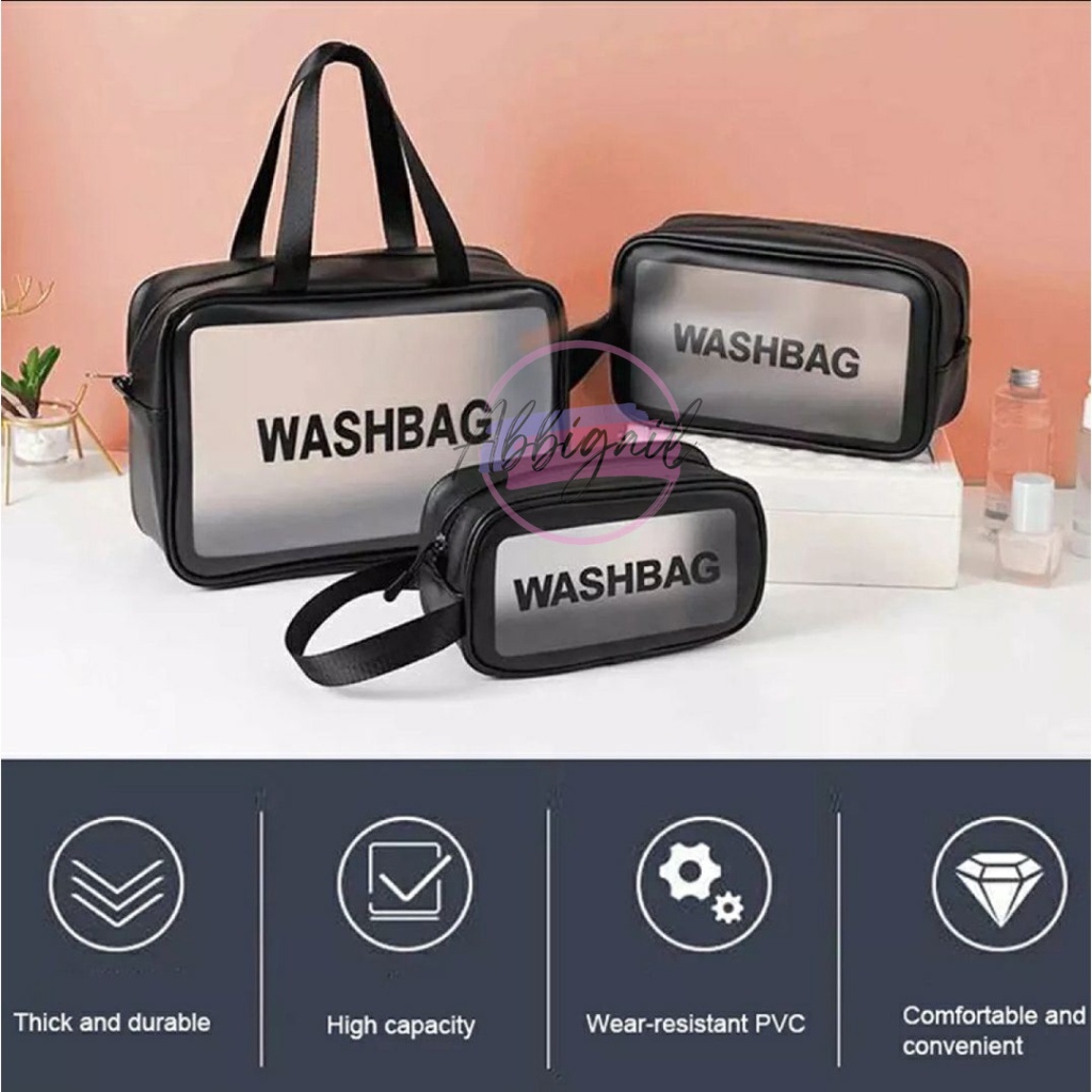 𝘈𝘉𝘎✰ Tas Kosmetik Transparant Washbag / Pouch Travel Make Up Bag Organizer / Dompet Kosmetik Waterproof 1243