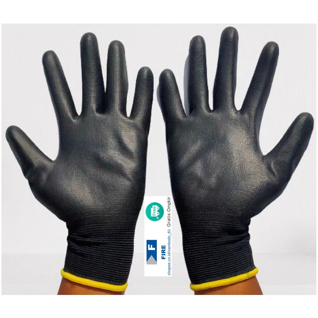 Sarung Tangan Bahan Nylon Polyester Elektronik Assembly Static Multi Purpose Polyurethane Kerja Palmfit Safety Gloves Security Dilapisi Karet Industri Pabrik Uci Safety Motor Bengkel otomotif Bagunan Coating Karet